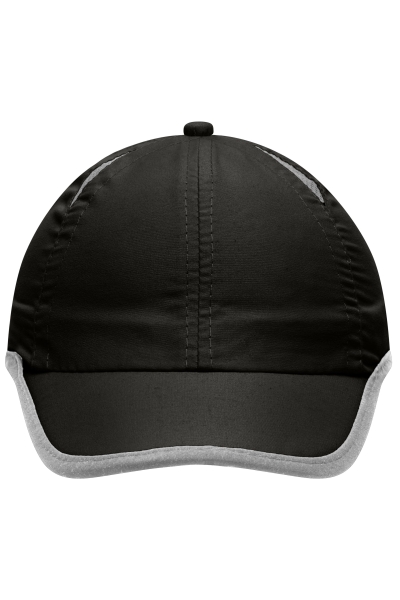 6 Panel Allwetter Sports Cap in schwarz